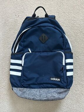 adidas Navy and White Men's Backpack with Heathered Gray Base
